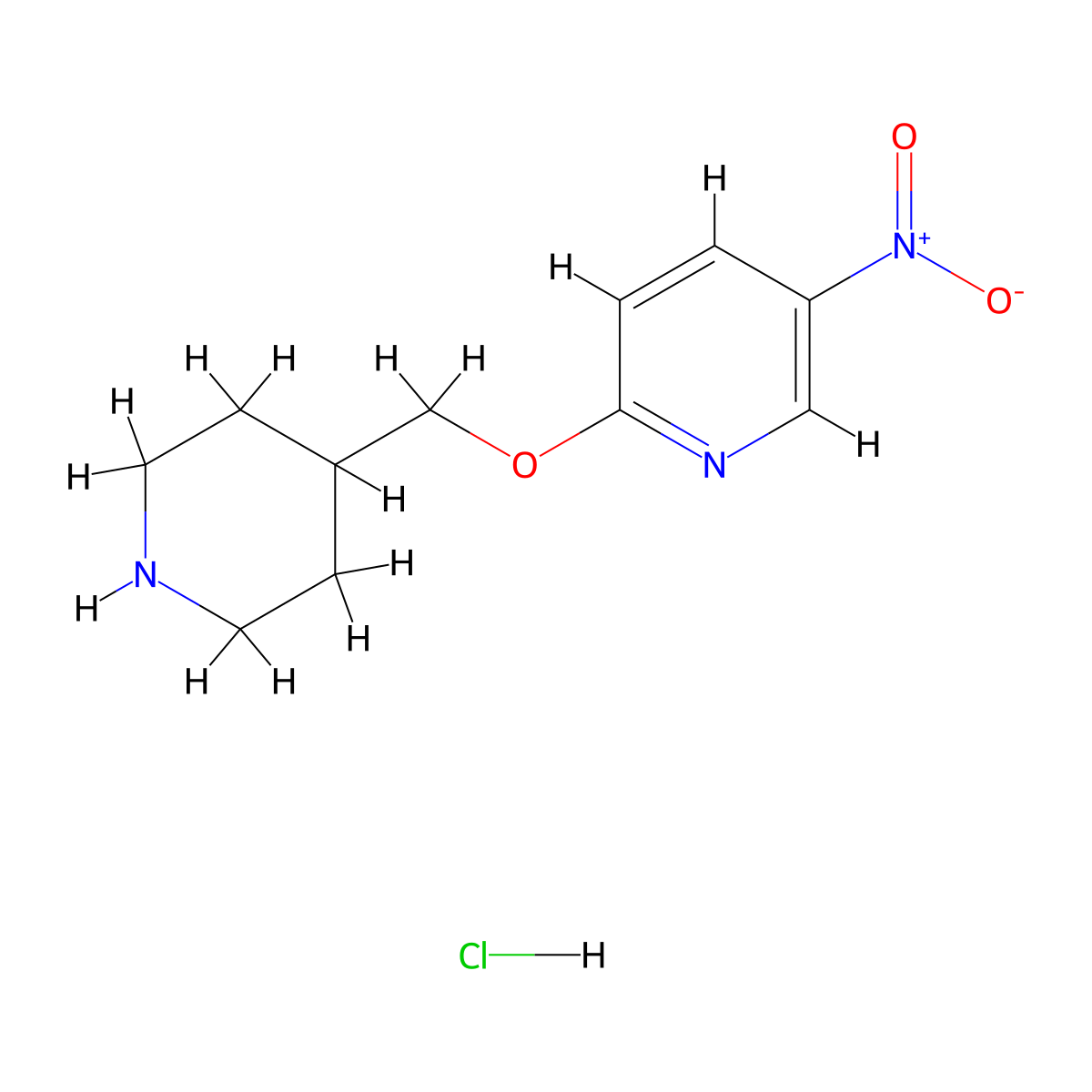5-Nitro-2-(piperidin-4-ylmethoxy)pyridine hydrochloride molecular structure, CAS 1220020-74-5