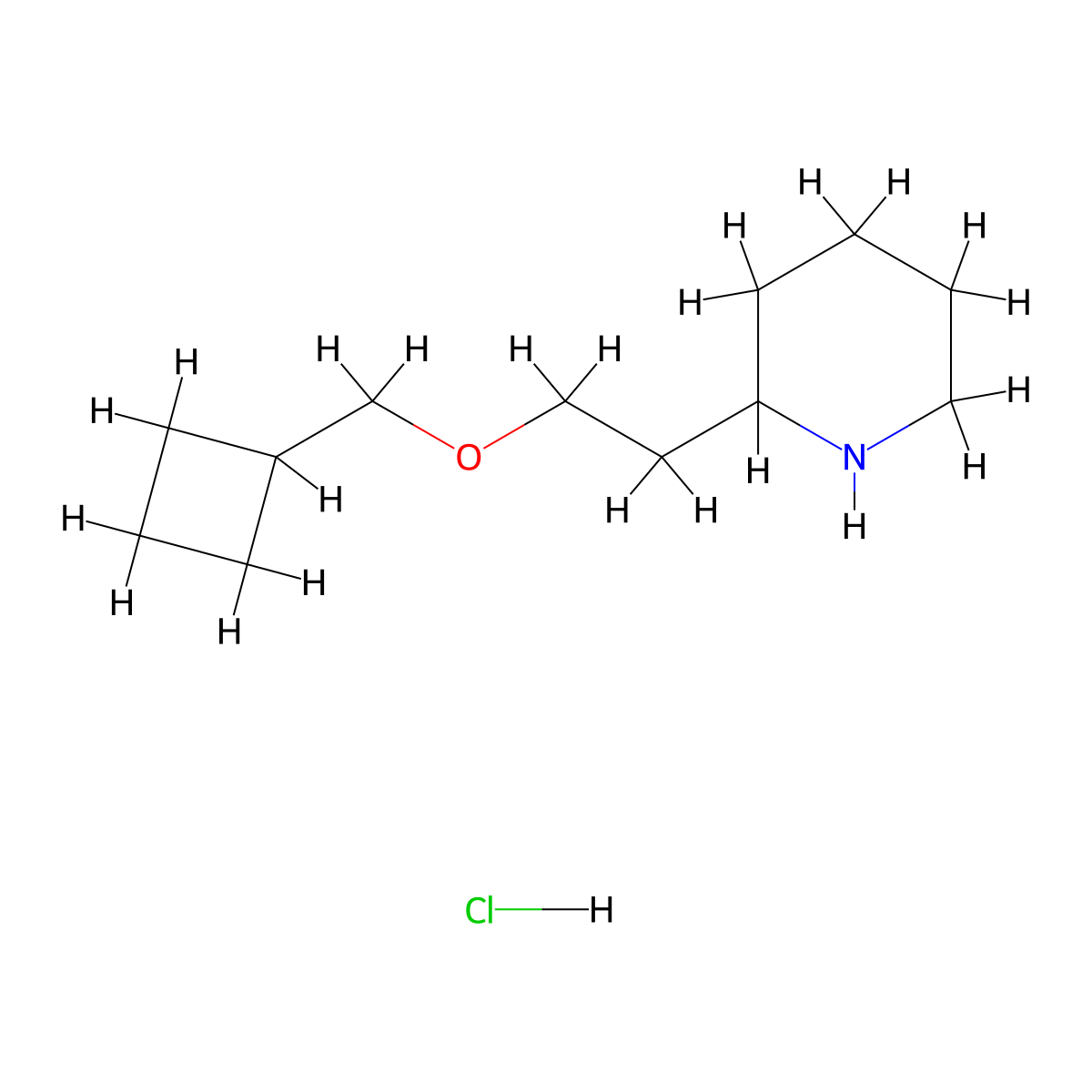 2-[2-(Cyclobutylmethoxy)ethyl]piperidine hydrochloride molecular structure, CAS 1220020-76-7