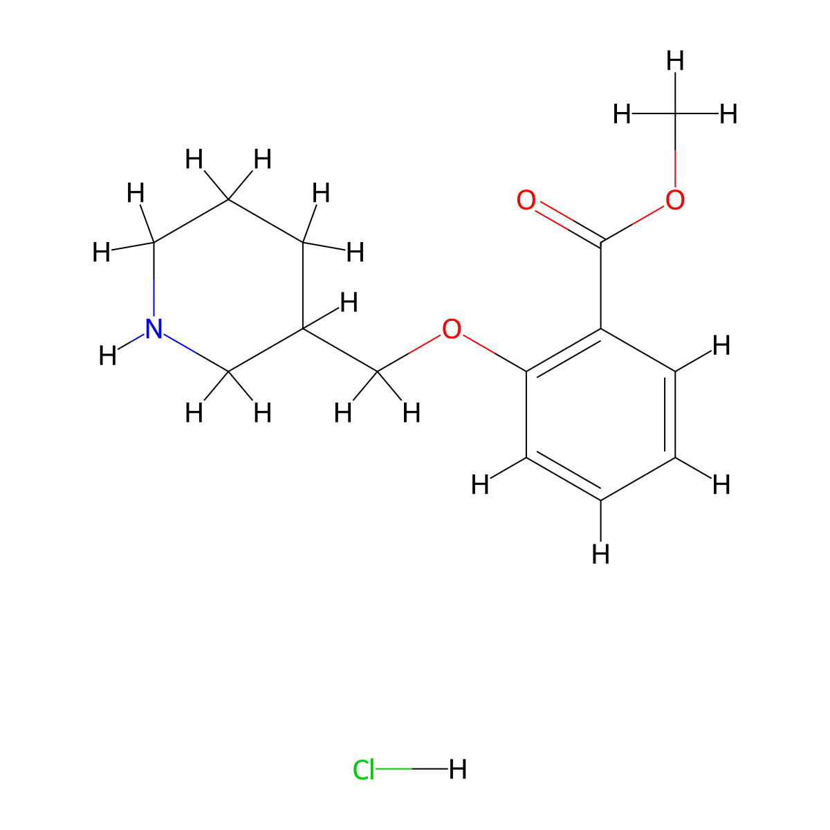 Methyl 2-(3-piperidinylmethoxy)benzoate hydrochloride molecular structure, CAS 1220020-77-8