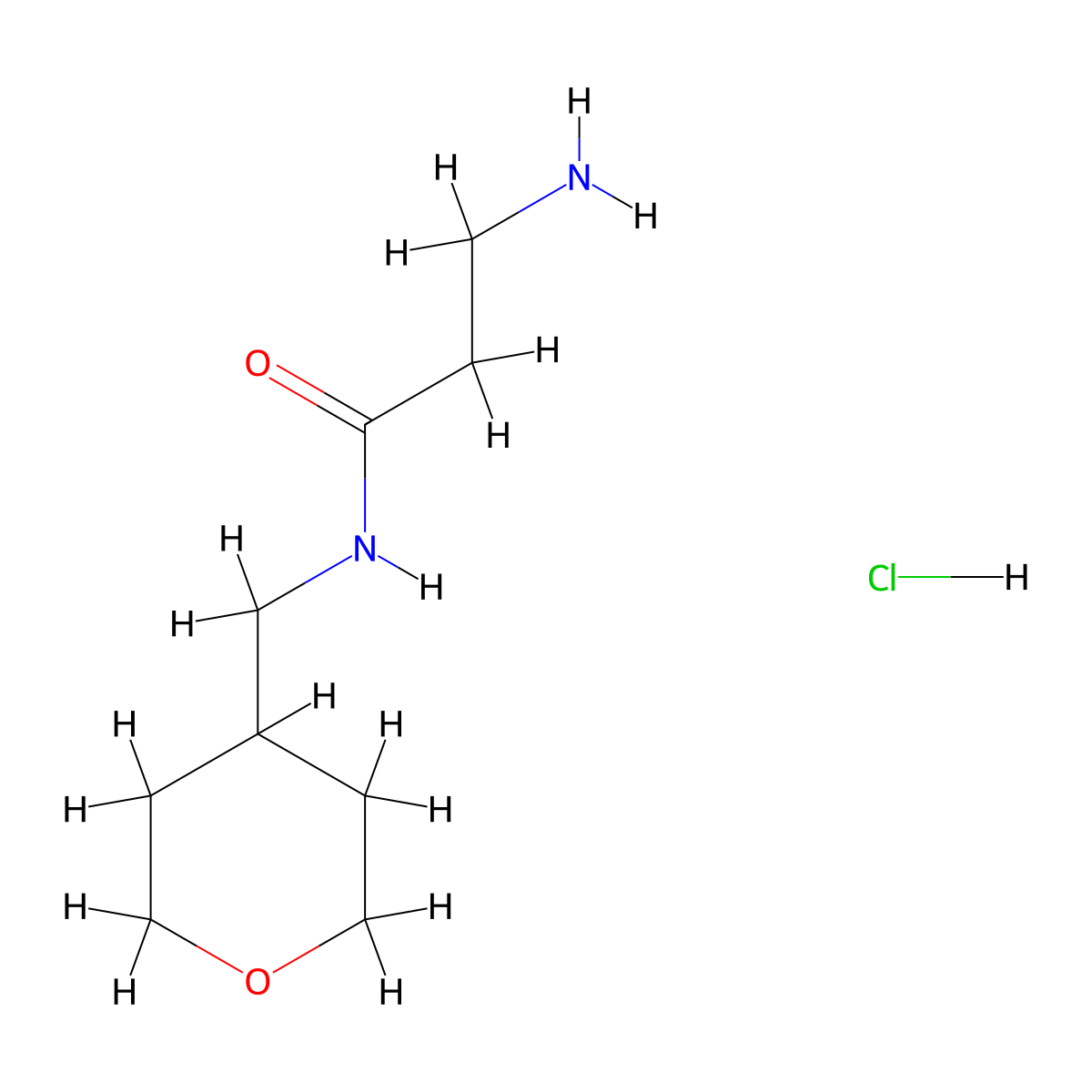 3-Amino-N-(tetrahydro-2H-pyran-4-ylmethyl)-propanamide hydrochloride molecular structure, CAS 1220020-79-0