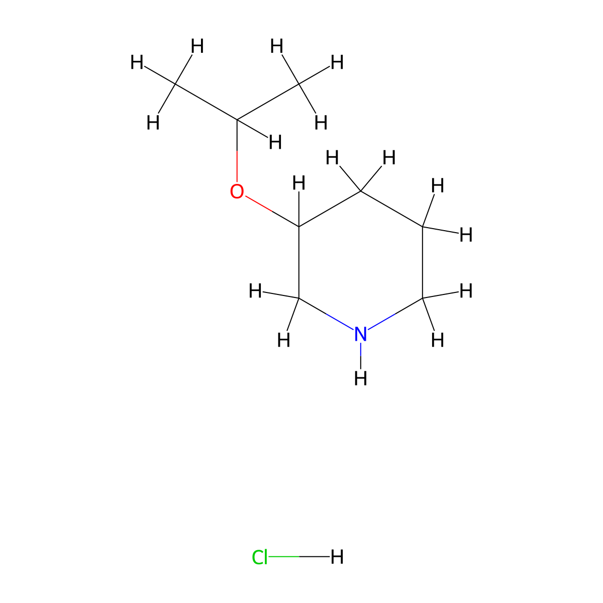 3-Isopropoxypiperidine hydrochloride molecular structure, CAS 1220020-82-5