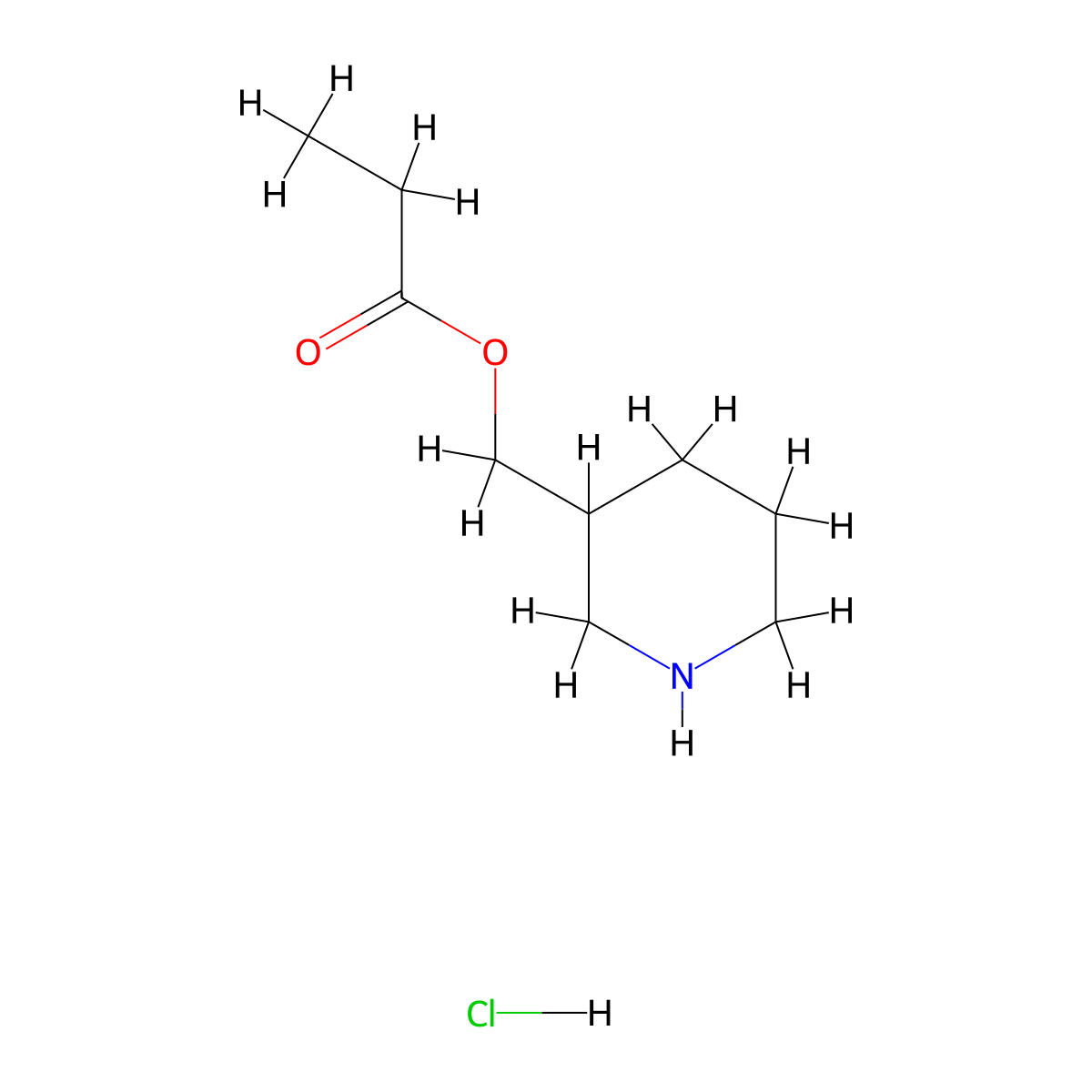 3-Piperidinylmethyl propanoate hydrochloride molecular structure, CAS 1220020-97-2