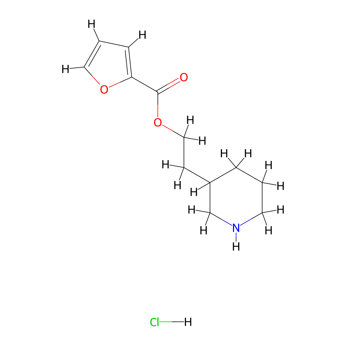 2-(3-Piperidinyl)ethyl 2-furoate hydrochloride molecular structure, CAS 1220021-06-6