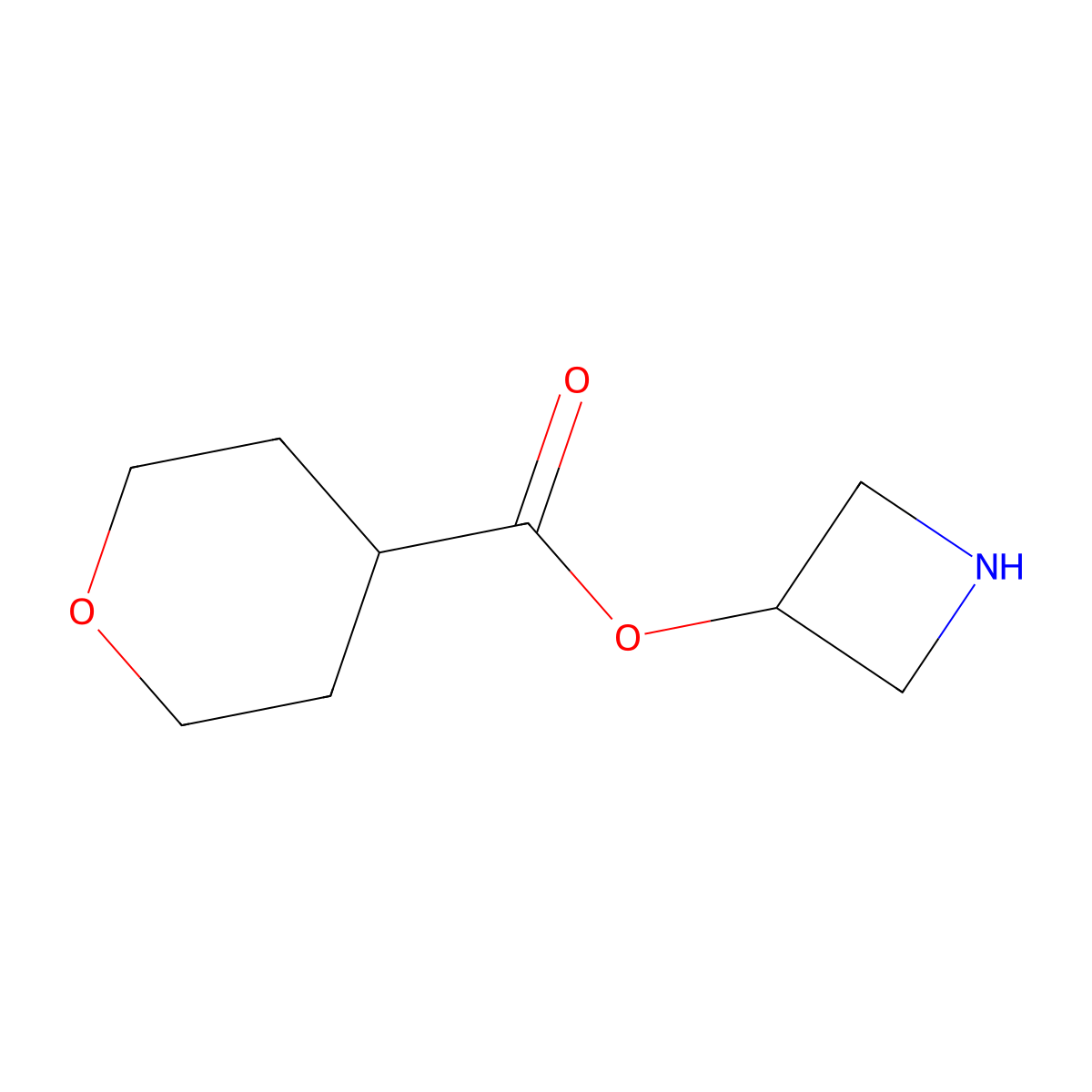 3-Azetidinyl tetrahydro-2H-pyran-4-carboxylate molecular structure, CAS 1220021-11-3