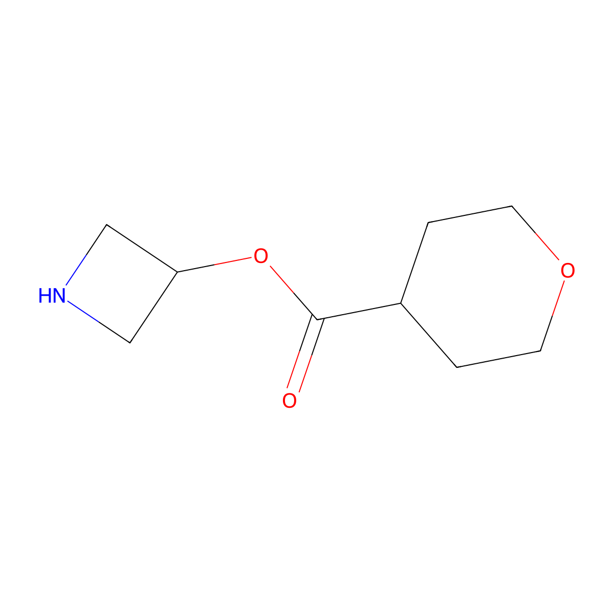 3-Azetidinyl tetrahydro-2H-pyran-4-carboxylate molecular structure, CAS 1220021-11-3