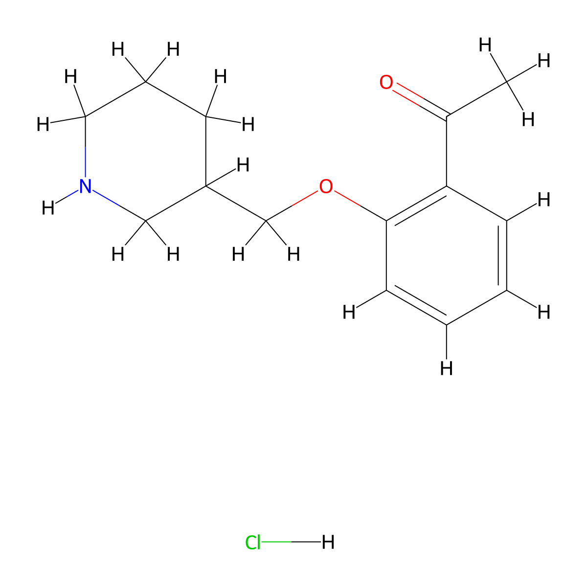 1-[2-(3-Piperidinylmethoxy)phenyl]-1-ethanone hydrochloride molecular structure, CAS 1220021-13-5