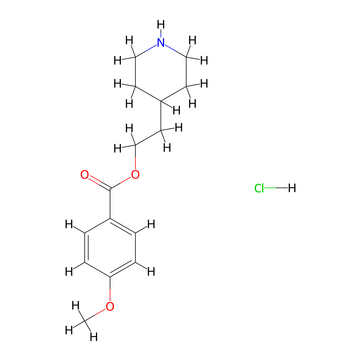 2-(4-Piperidinyl)ethyl 4-methoxybenzoate hydrochloride molecular structure, CAS 1220021-18-0