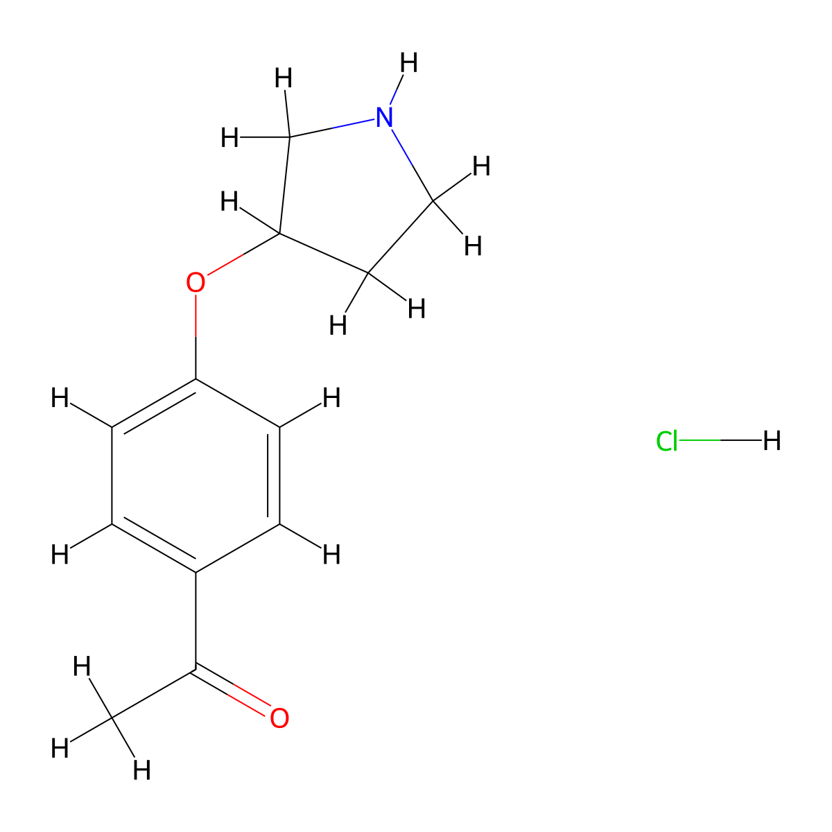 1-[4-(3-Pyrrolidinyloxy)phenyl]-1-ethanone hydrochloride molecular structure, CAS 1220021-21-5