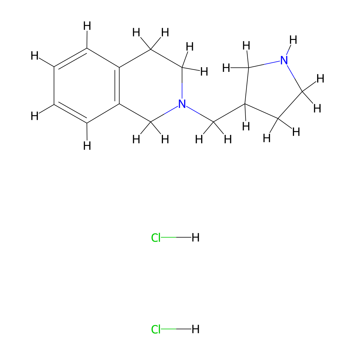 2-(3-Pyrrolidinylmethyl)-1,2,3,4-tetrahydroisoquinoline dihydrochloride molecular structure, CAS 1220021-26-0