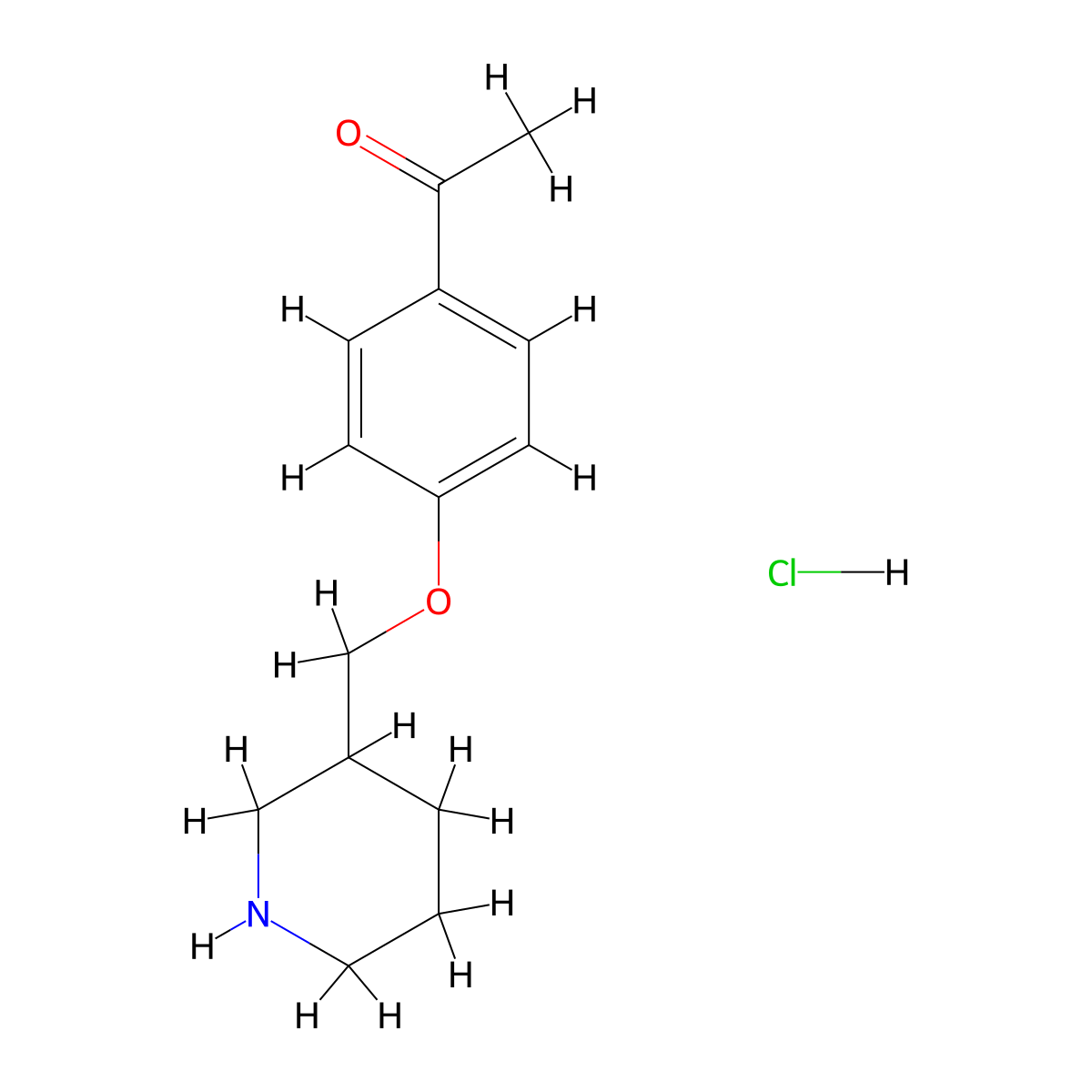 1-[4-(3-Piperidinylmethoxy)phenyl]-1-ethanone hydrochloride molecular structure, CAS 1220021-27-1