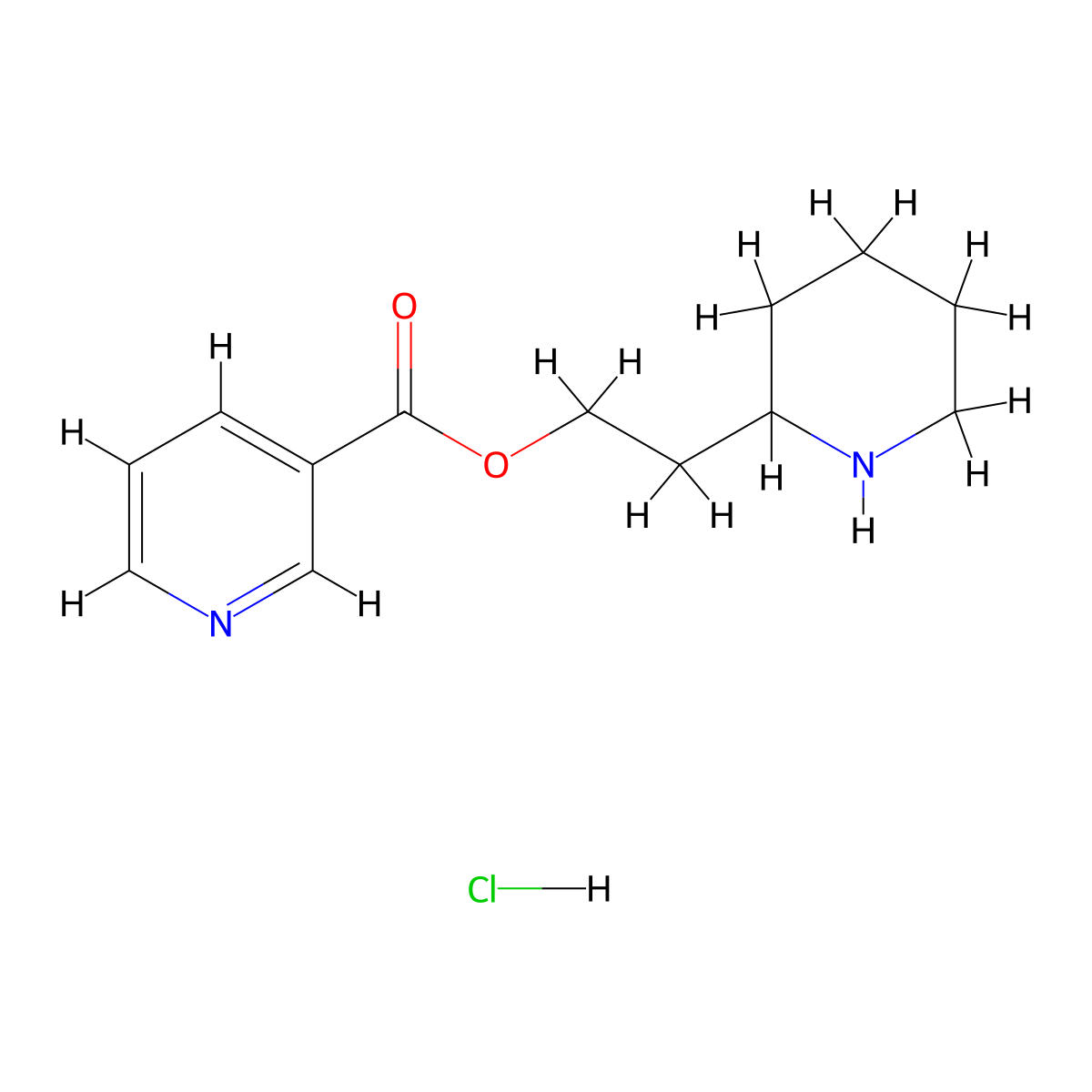 2-(2-Piperidinyl)ethyl nicotinate hydrochloride molecular structure, CAS 1220021-31-7