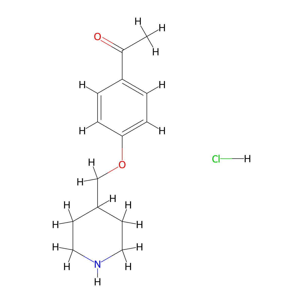 1-[4-(4-Piperidinylmethoxy)phenyl]-1-ethanone hydrochloride molecular structure, CAS 1220021-33-9