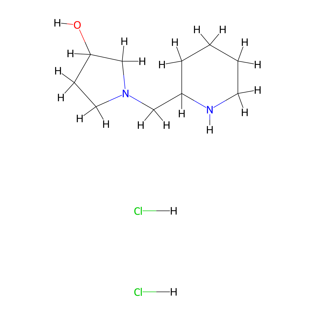 1-(2-Piperidinylmethyl)-3-pyrrolidinol dihydrochloride molecular structure, CAS 1220021-35-1