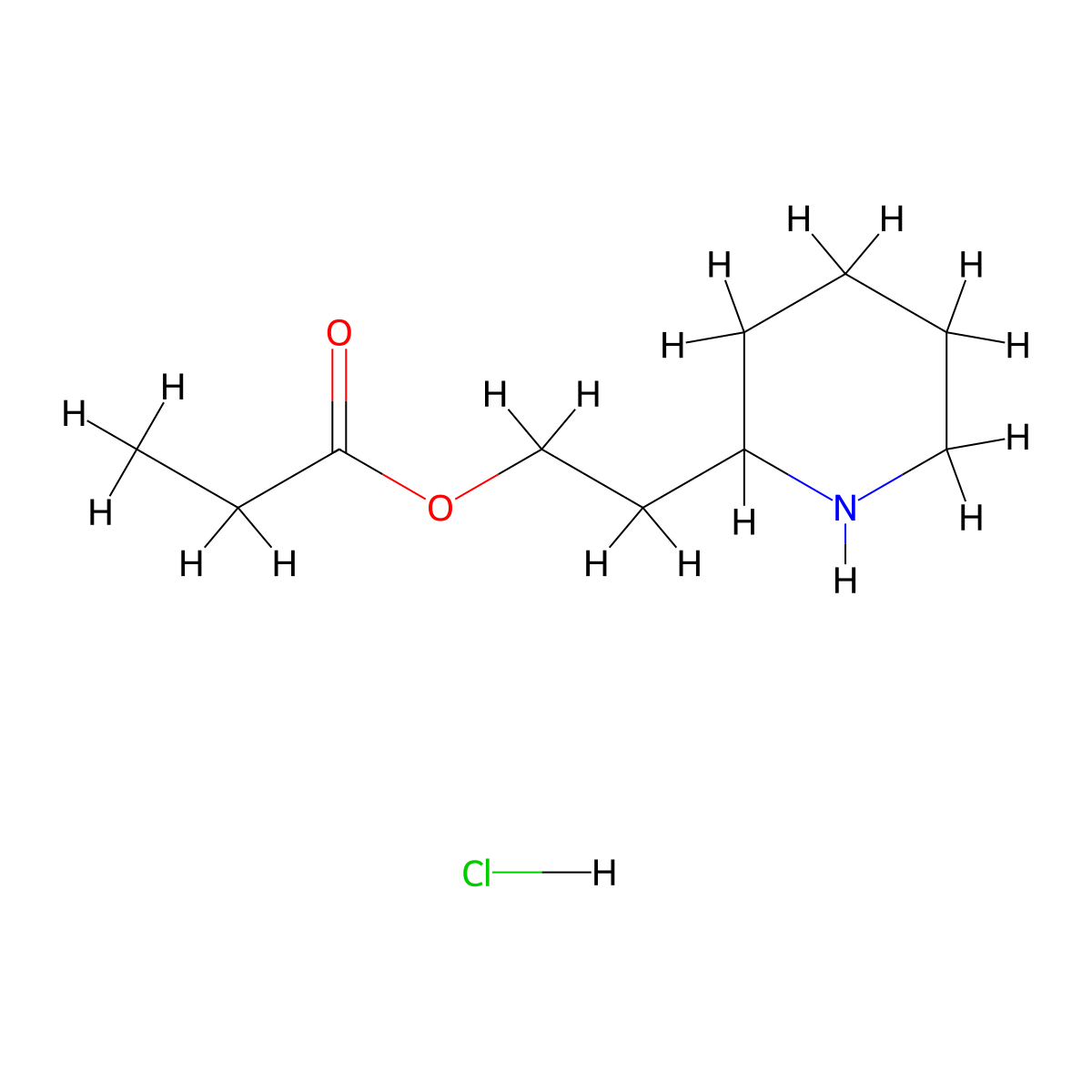 2-(2-Piperidinyl)ethyl propanoate hydrochloride molecular structure, CAS 1220021-36-2