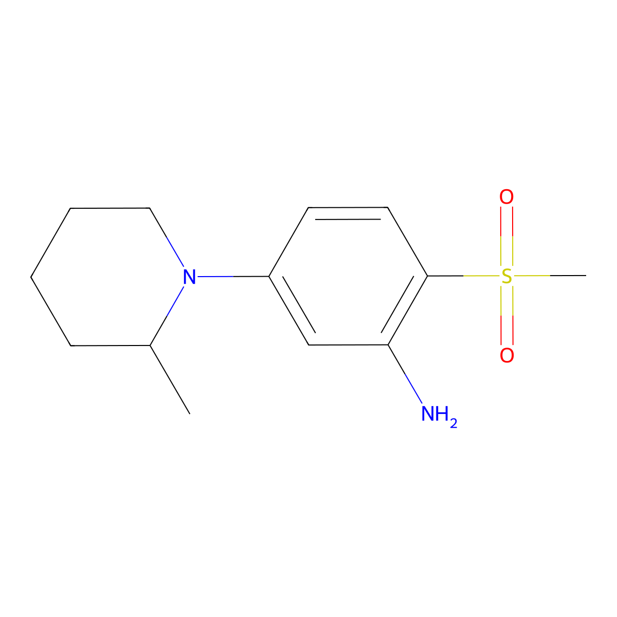 5-(2-Methyl-1-piperidinyl)-2-(methylsulfonyl)-phenylamine molecular structure, CAS 1220021-37-3