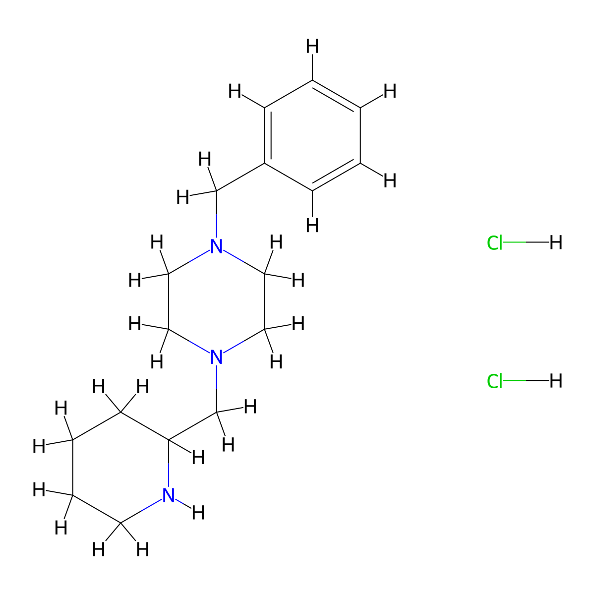 1-Benzyl-4-(2-piperidinylmethyl)piperazine dihydrochloride molecular structure, CAS 1220021-41-9