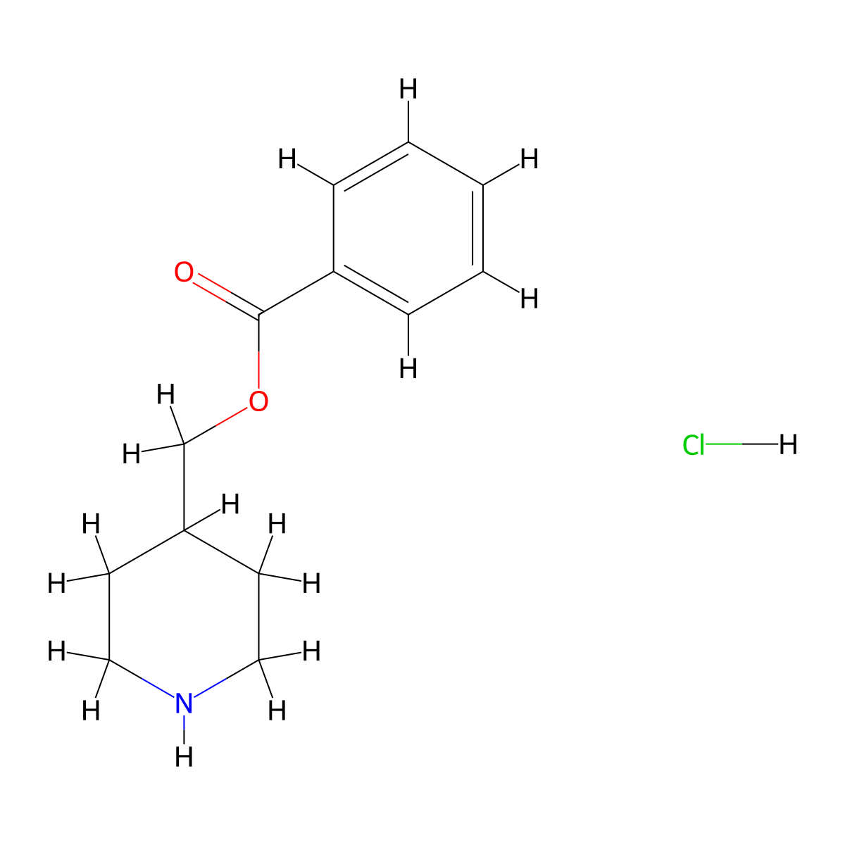 Piperidin-4-ylmethyl benzoate hydrochloride molecular structure, CAS 1220021-56-6