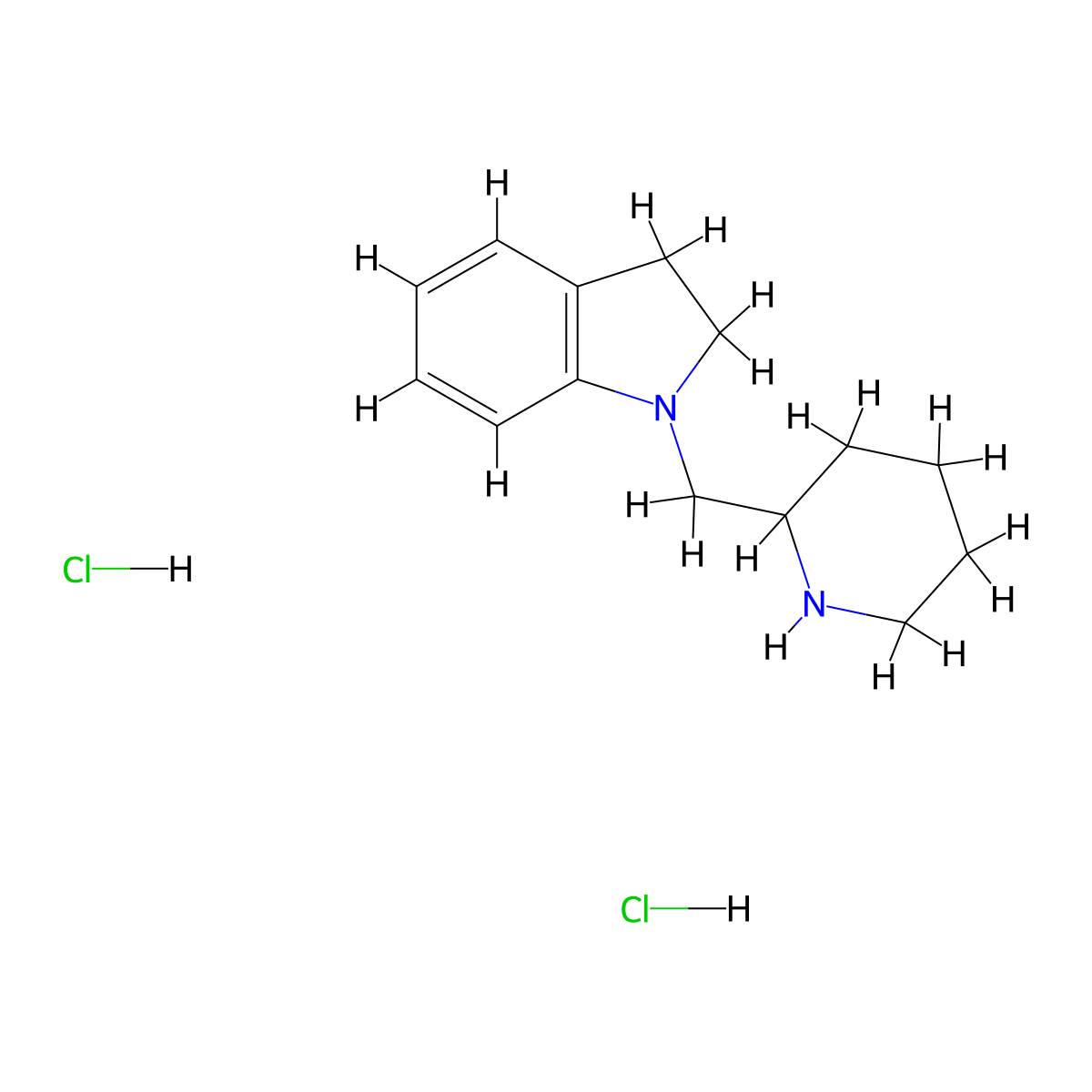 1-(2-Piperidinylmethyl)indoline dihydrochloride molecular structure, CAS 1220021-57-7