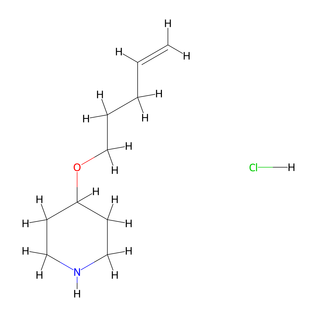 4-(4-Pentenyloxy)piperidine hydrochloride molecular structure, CAS 1220021-60-2