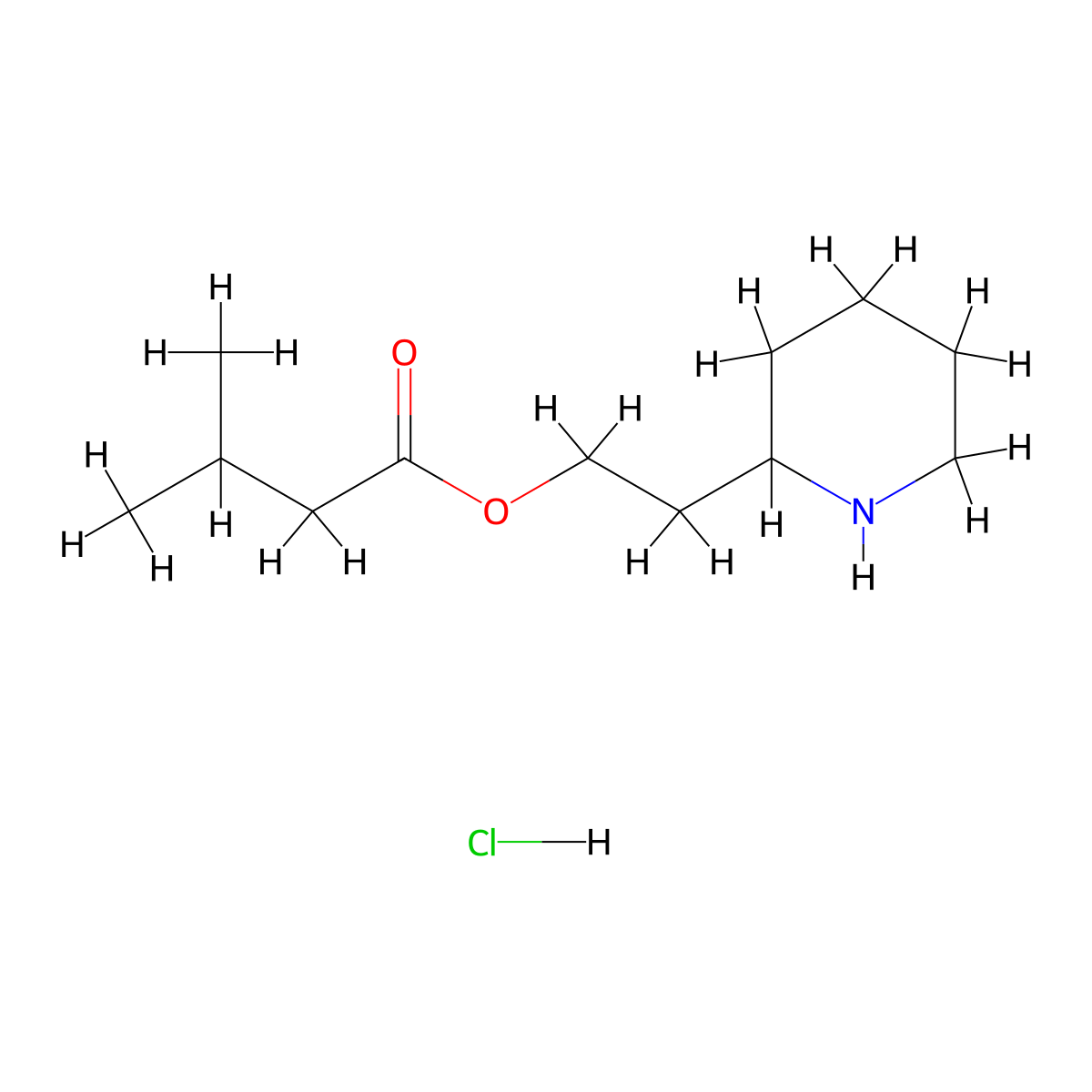 2-(2-Piperidinyl)ethyl 3-methylbutanoate hydrochloride molecular structure, CAS 1220021-64-6