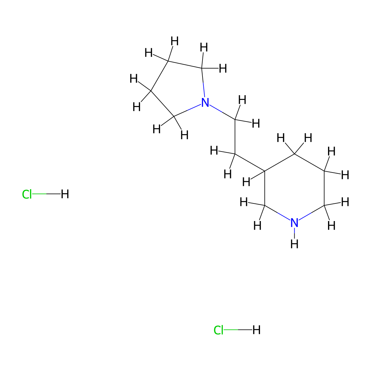 3-[2-(1-Pyrrolidinyl)ethyl]piperidine dihydrochloride molecular structure, CAS 1220021-67-9