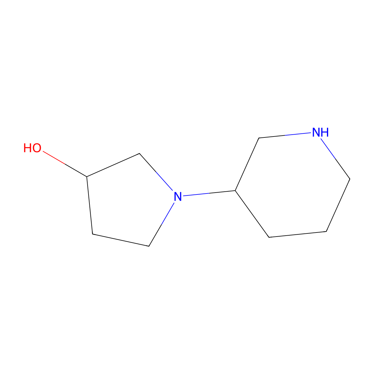 1-(Piperidin-3-yl)pyrrolidin-3-ol molecular structure, CAS 1220023-43-7