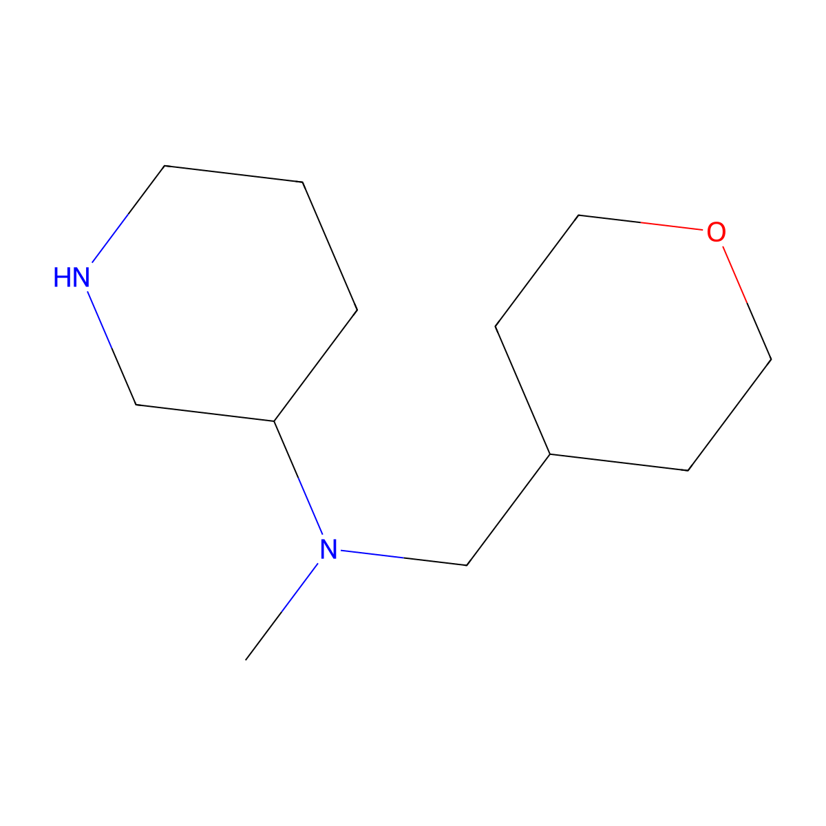 N-Methyl-N-[(tetrahydro-2H-pyran-4-yl)methyl]-3-piperidinamine molecular structure, CAS 1220023-44-8