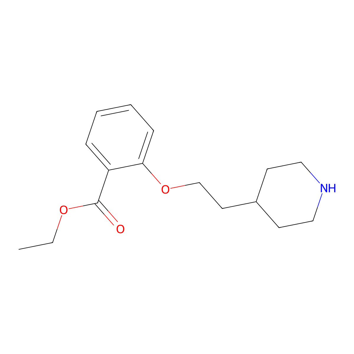 Ethyl 2-[2-(4-piperidinyl)ethoxy]benzoate molecular structure, CAS 1220024-98-5