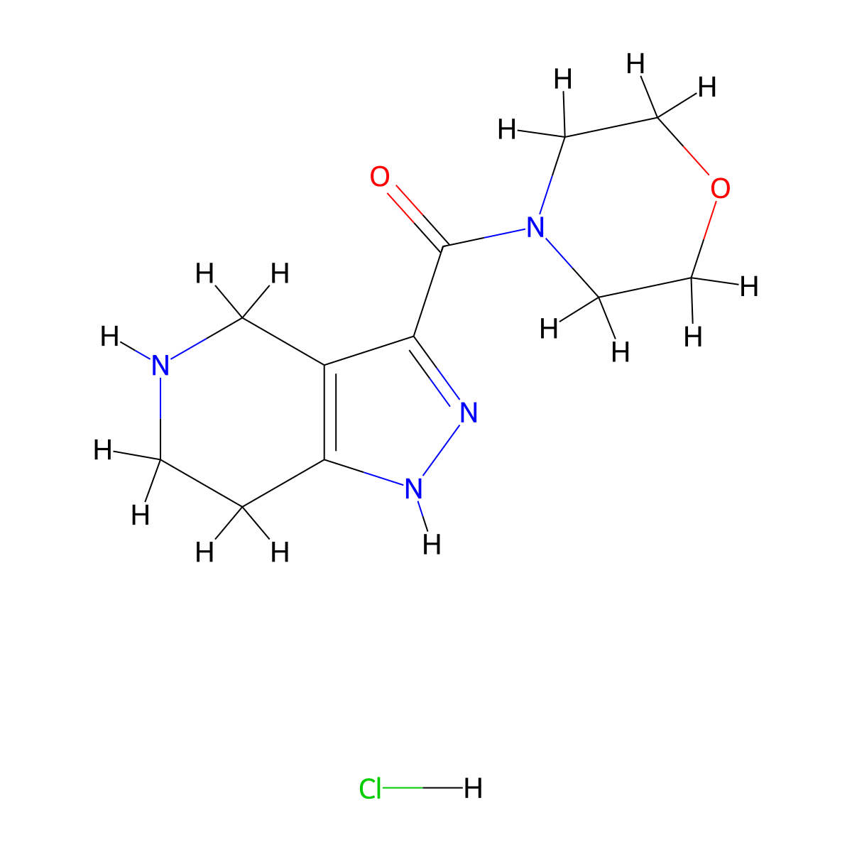 4-Morpholinyl(4,5,6,7-tetrahydro-1H-pyrazolo-[4,3-c]pyridin-3-yl)methanone hydrochloride molecular structure, CAS 1220027-05-3