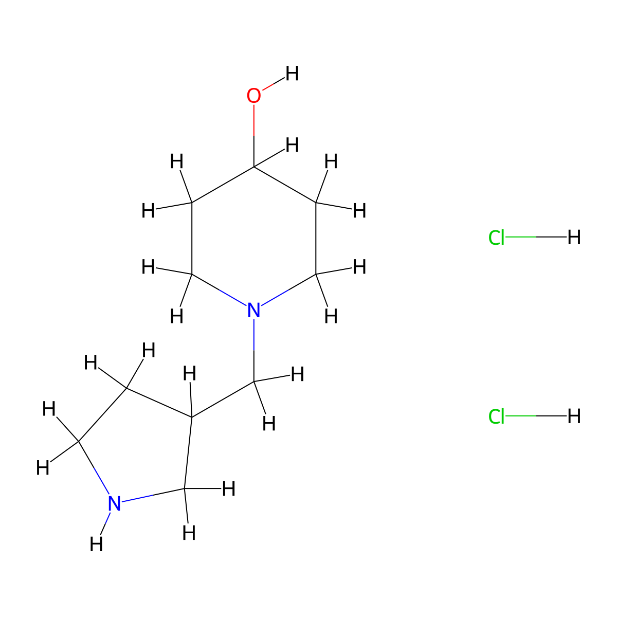1-(3-Pyrrolidinylmethyl)-4-piperidinol dihydrochloride molecular structure, CAS 1220027-06-4