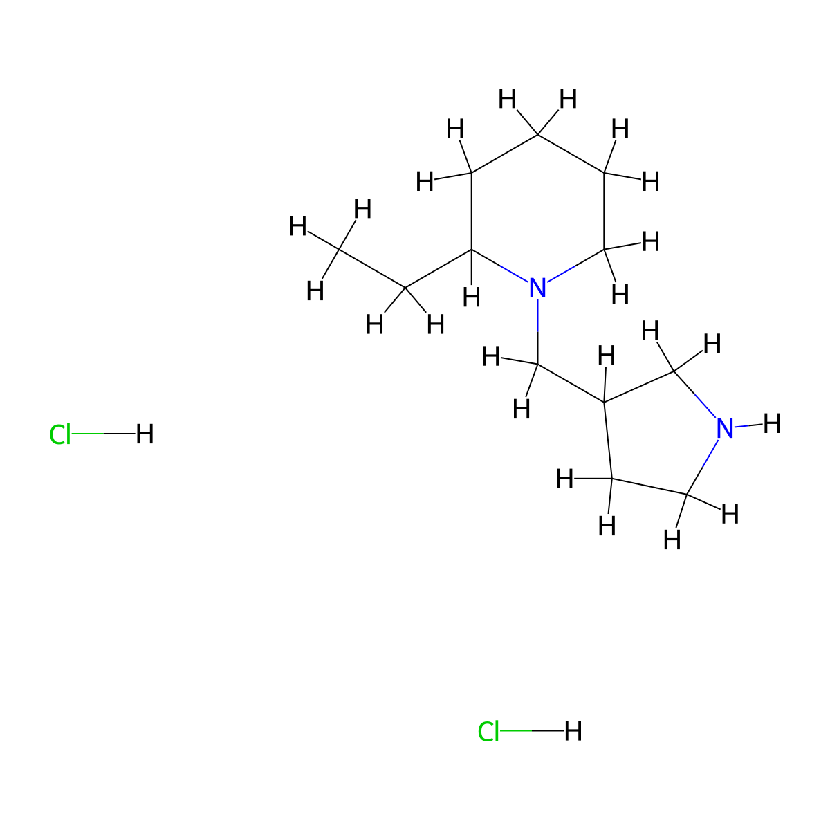 2-Ethyl-1-(3-pyrrolidinylmethyl)piperidine dihydrochloride molecular structure, CAS 1220027-10-0