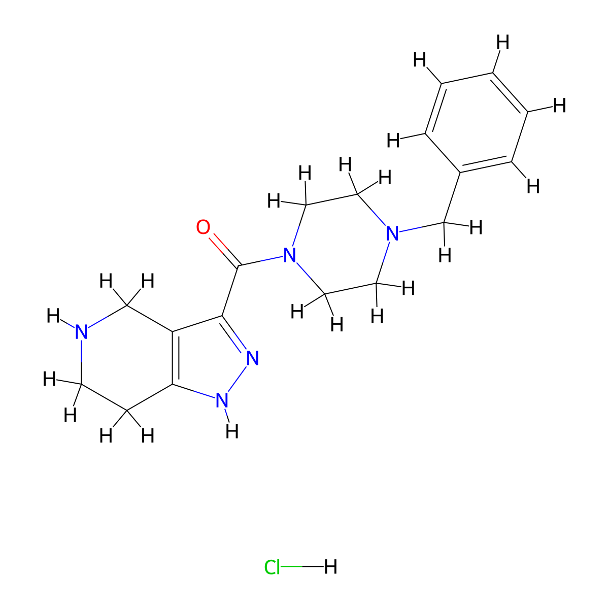 (4-Benzyl-1-piperazinyl)(4,5,6,7-tetrahydro-1H-pyrazolo[4,3-c]pyridin-3-yl)methanone HCl molecular structure, CAS 1220027-11-1