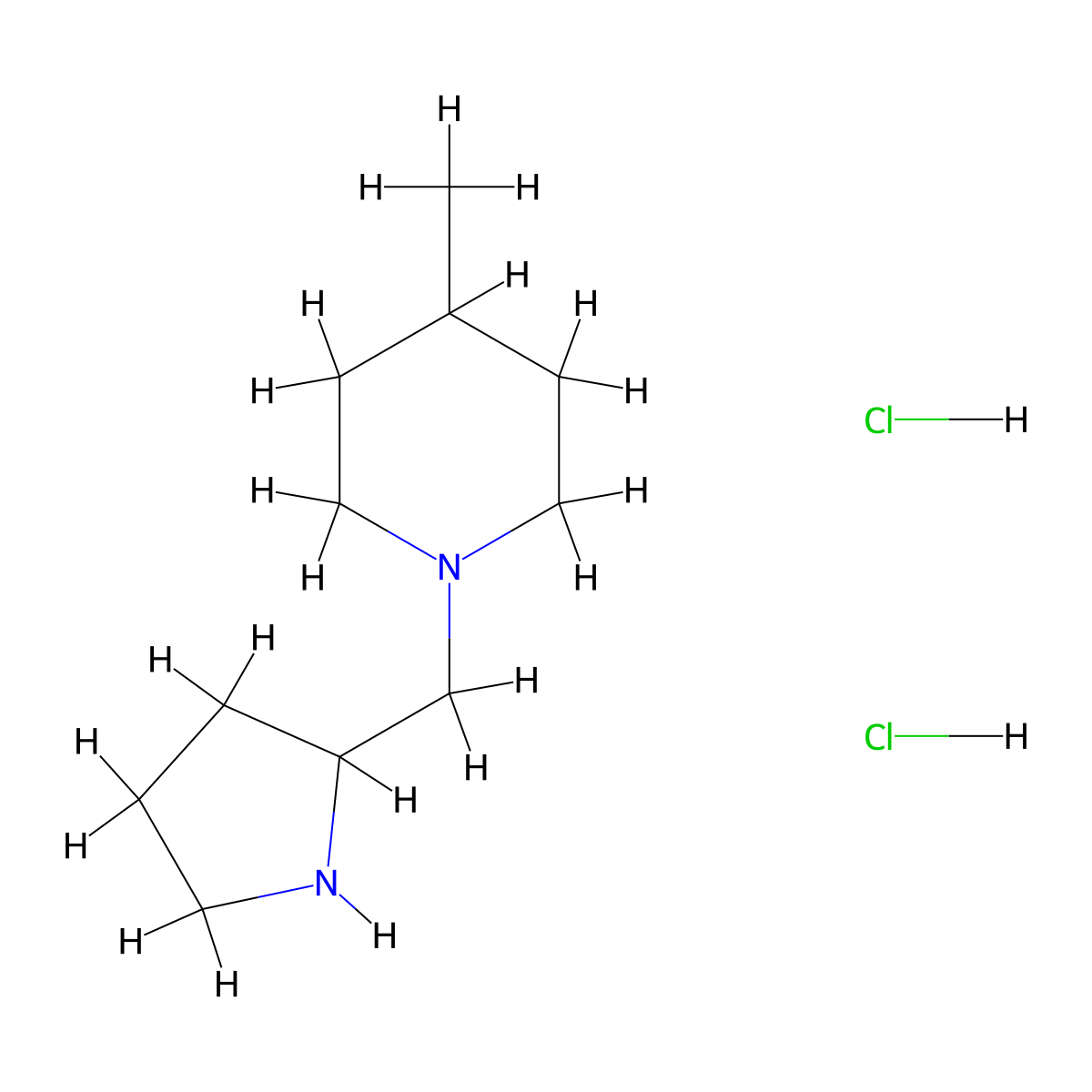 4-Methyl-1-(pyrrolidin-2-ylmethyl)piperidine dihydrochloride molecular structure, CAS 1220027-22-4