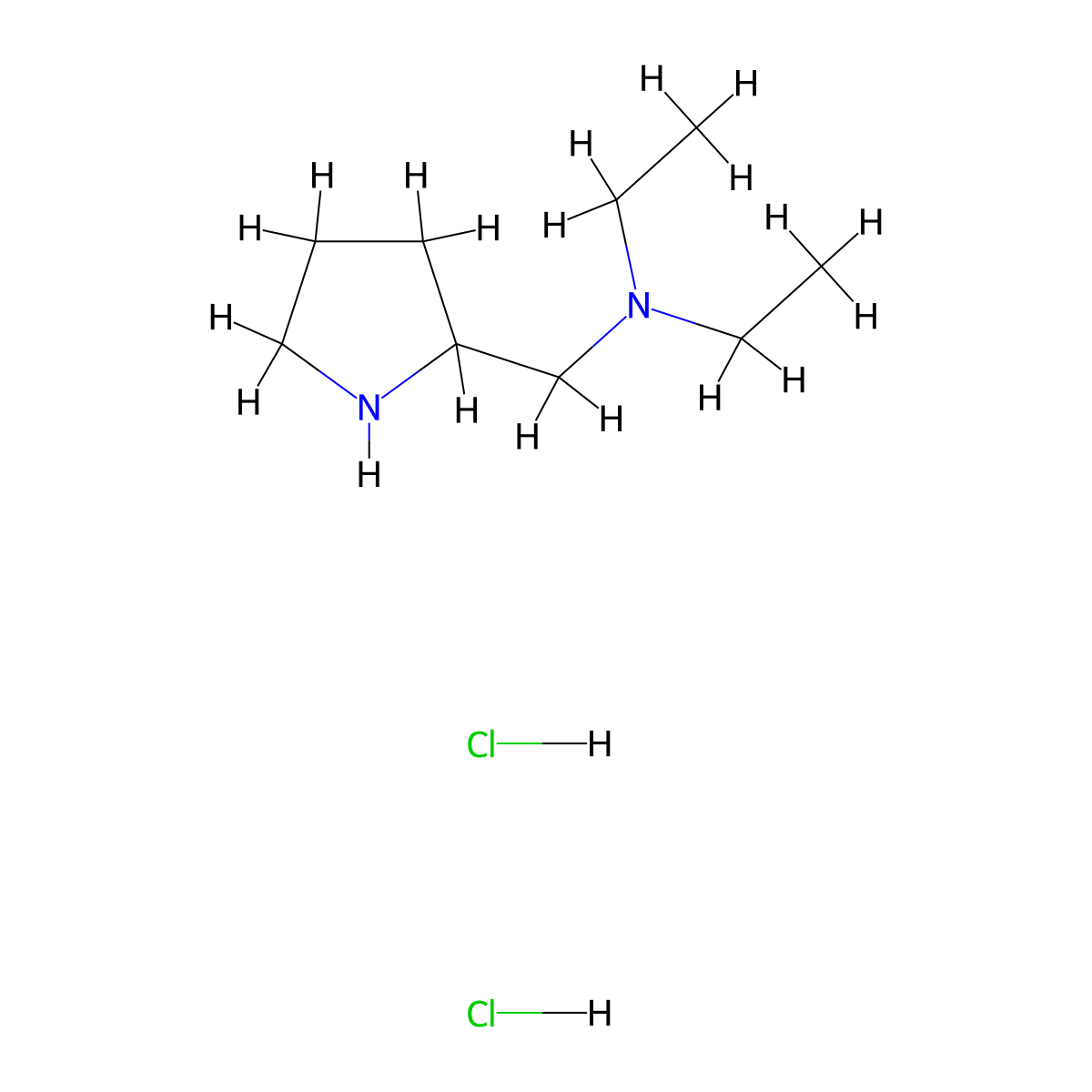 N-Ethyl-N-(pyrrolidin-2-ylmethyl)ethanamine dihydrochloride molecular structure, CAS 1220027-24-6