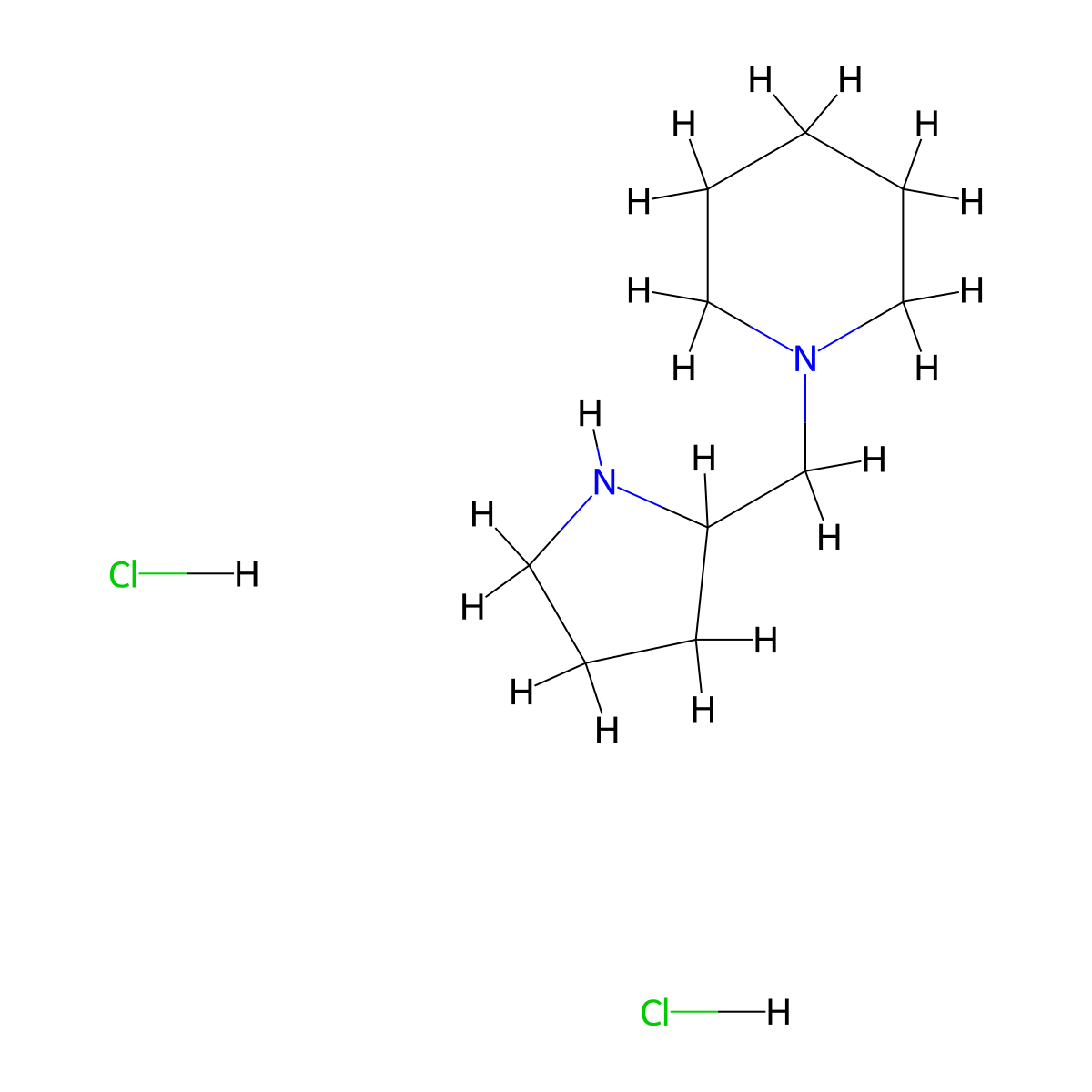 1-(Pyrrolidin-2-ylmethyl)piperidine dihydrochloride molecular structure, CAS 1220027-38-2
