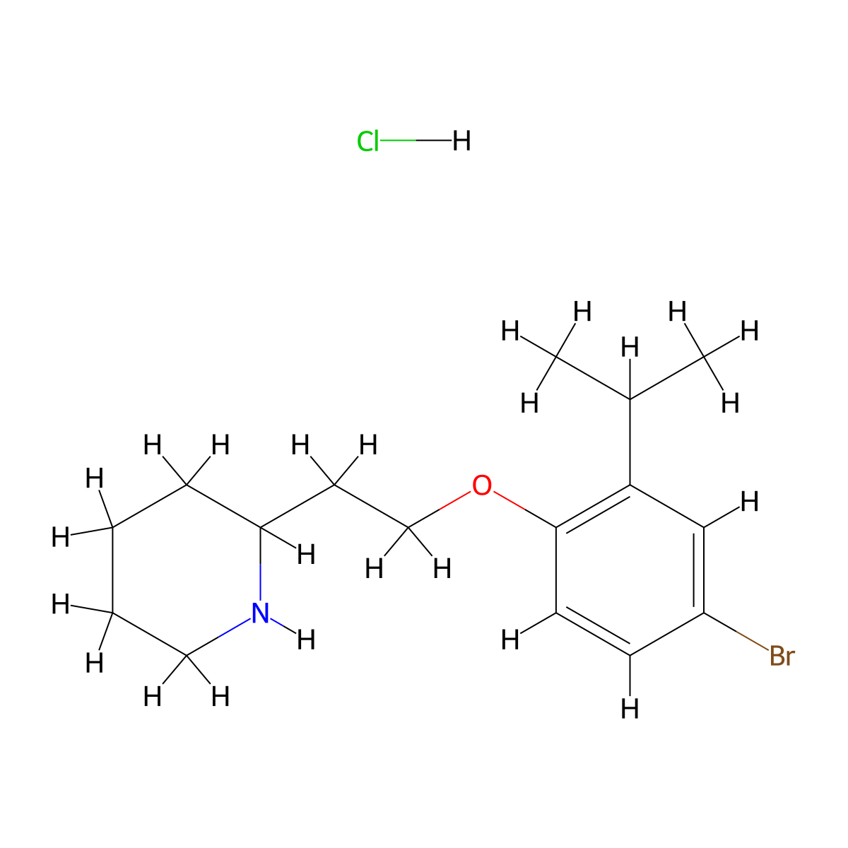 2-[2-(4-Bromo-2-isopropylphenoxy)ethyl]piperidine hydrochloride molecular structure, CAS 1220027-44-0