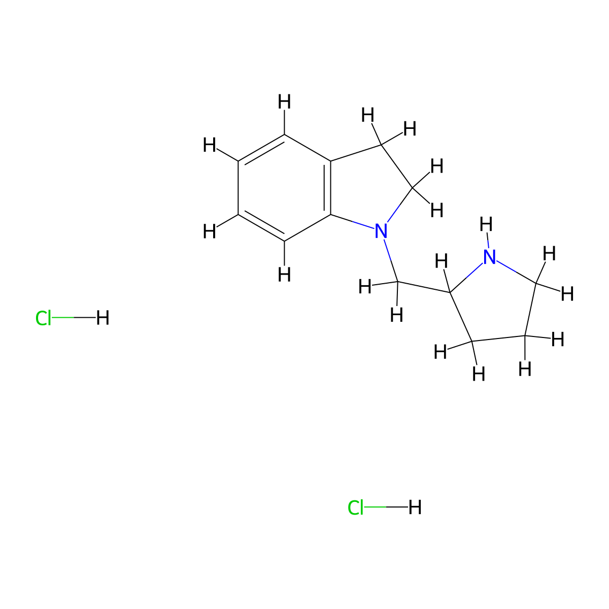 1-(2-Pyrrolidinylmethyl)indoline dihydrochloride molecular structure, CAS 1220027-46-2