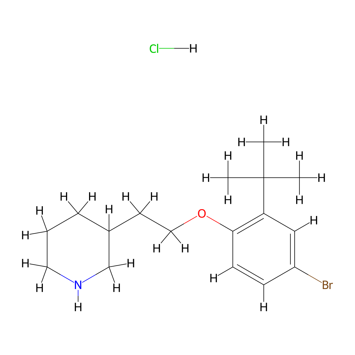 3-{2-[4-Bromo-2-(tert-butyl)phenoxy]-ethyl}piperidine hydrochloride molecular structure, CAS 1220027-53-1