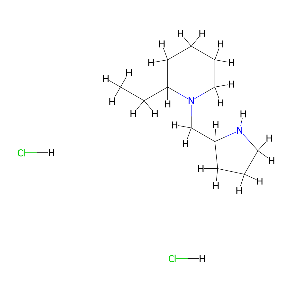 2-Ethyl-1-(2-pyrrolidinylmethyl)piperidine dihydrochloride molecular structure, CAS 1220027-54-2