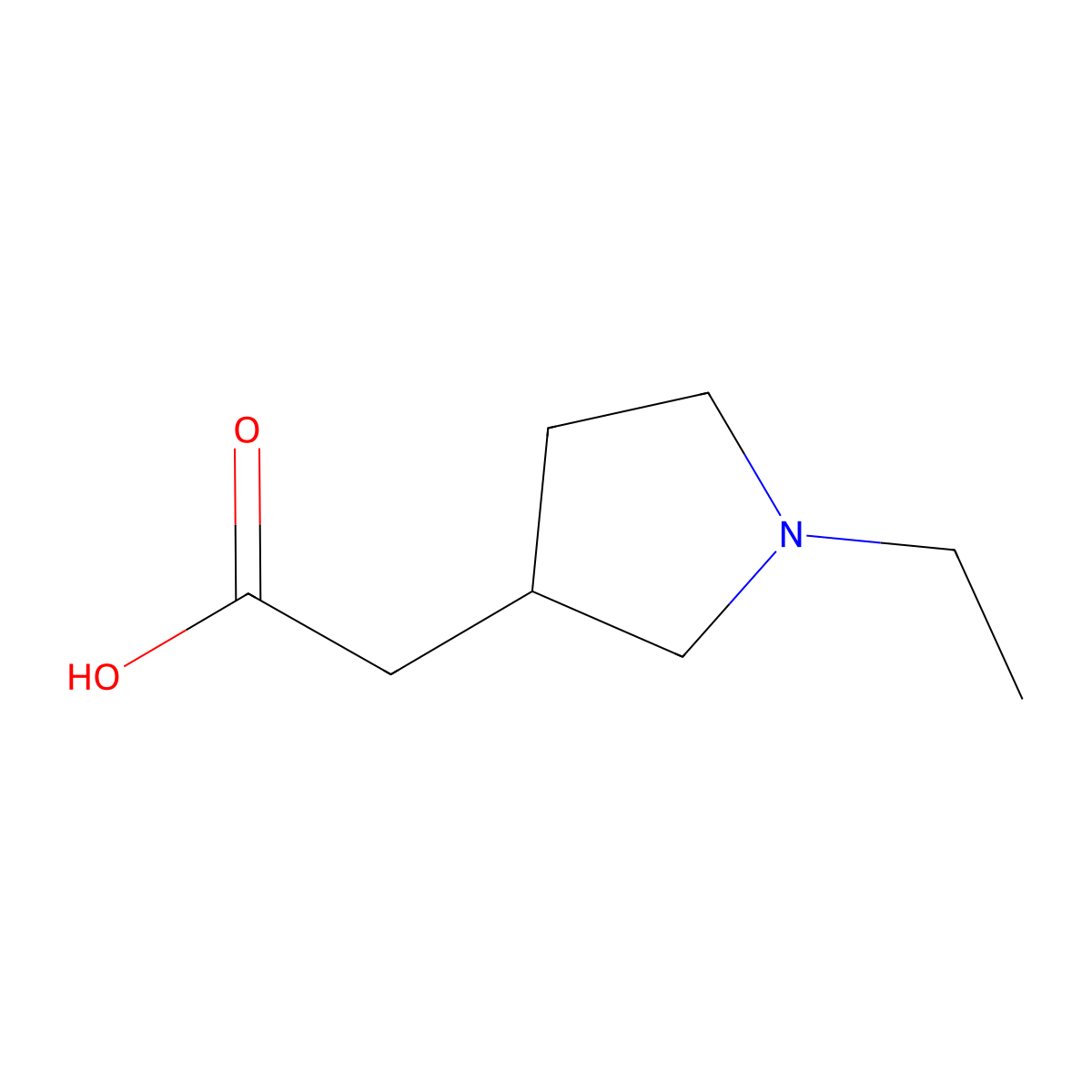 2-(1-Ethylpyrrolidin-3-yl)acetic acid molecular structure, CAS 1220027-60-0