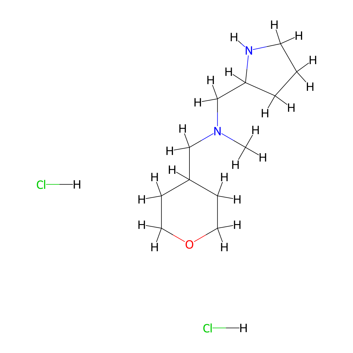 N-Methyl-N-(2-pyrrolidinylmethyl)-N-(tetrahydro-2H-pyran-4-ylmethyl)amine dihydrochloride molecular structure, CAS 1220027-61-1