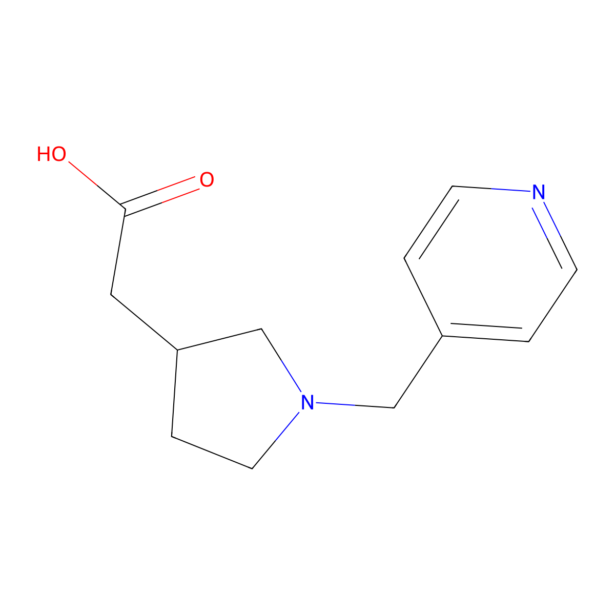 2-[1-(4-Pyridinylmethyl)-3-pyrrolidinyl]-acetic acid molecular structure, CAS 1220027-66-6