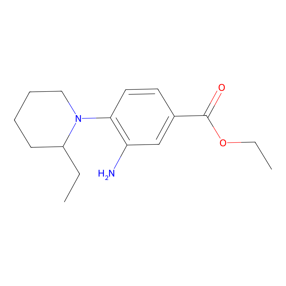 Ethyl 3-amino-4-(2-ethyl-1-piperidinyl)benzoate molecular structure, CAS 1220027-78-0