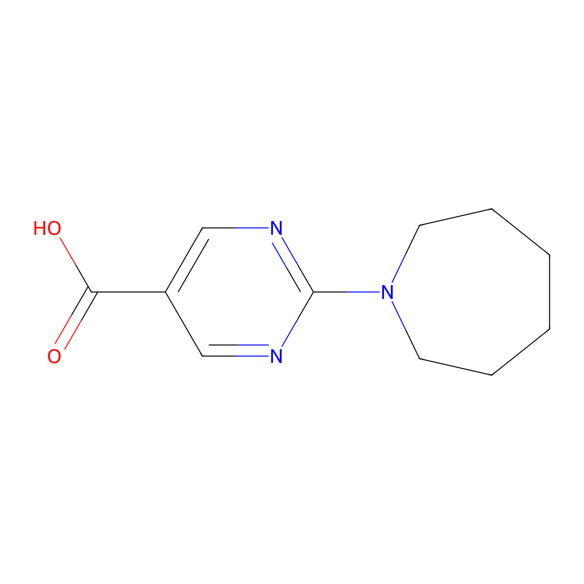 2-(Azepan-1-yl)pyrimidine-5-carboxylic acid molecular structure, CAS 1220027-81-5