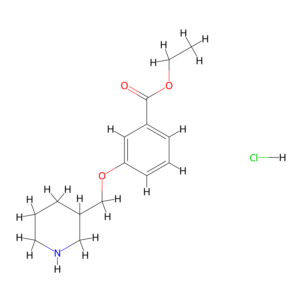 Ethyl 3-(3-piperidinylmethoxy)benzoate hydrochloride molecular structure, CAS 1220027-82-6