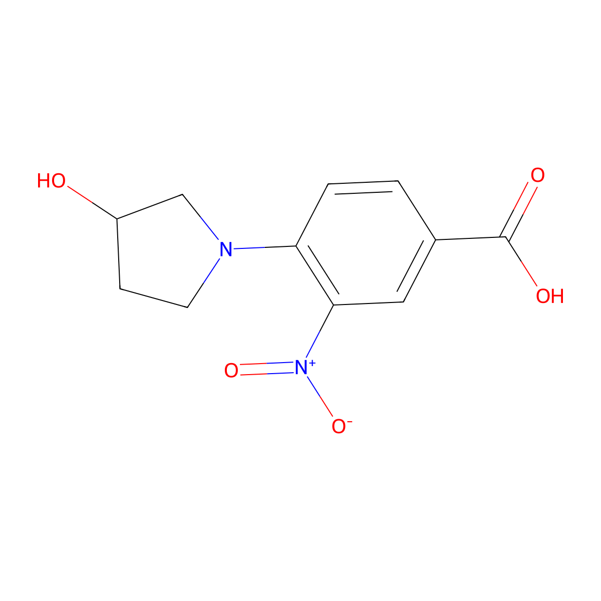 4-(3-Hydroxypyrrolidin-1-yl)-3-nitrobenzoic acid molecular structure, CAS 1220027-85-9