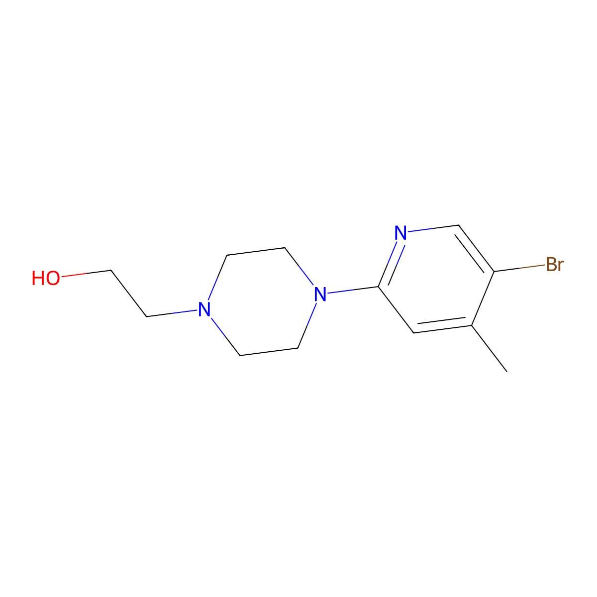 2-[4-(5-Bromo-4-methyl-2-pyridinyl)-1-piperazinyl]-1-ethanol molecular structure, CAS 1220028-04-5