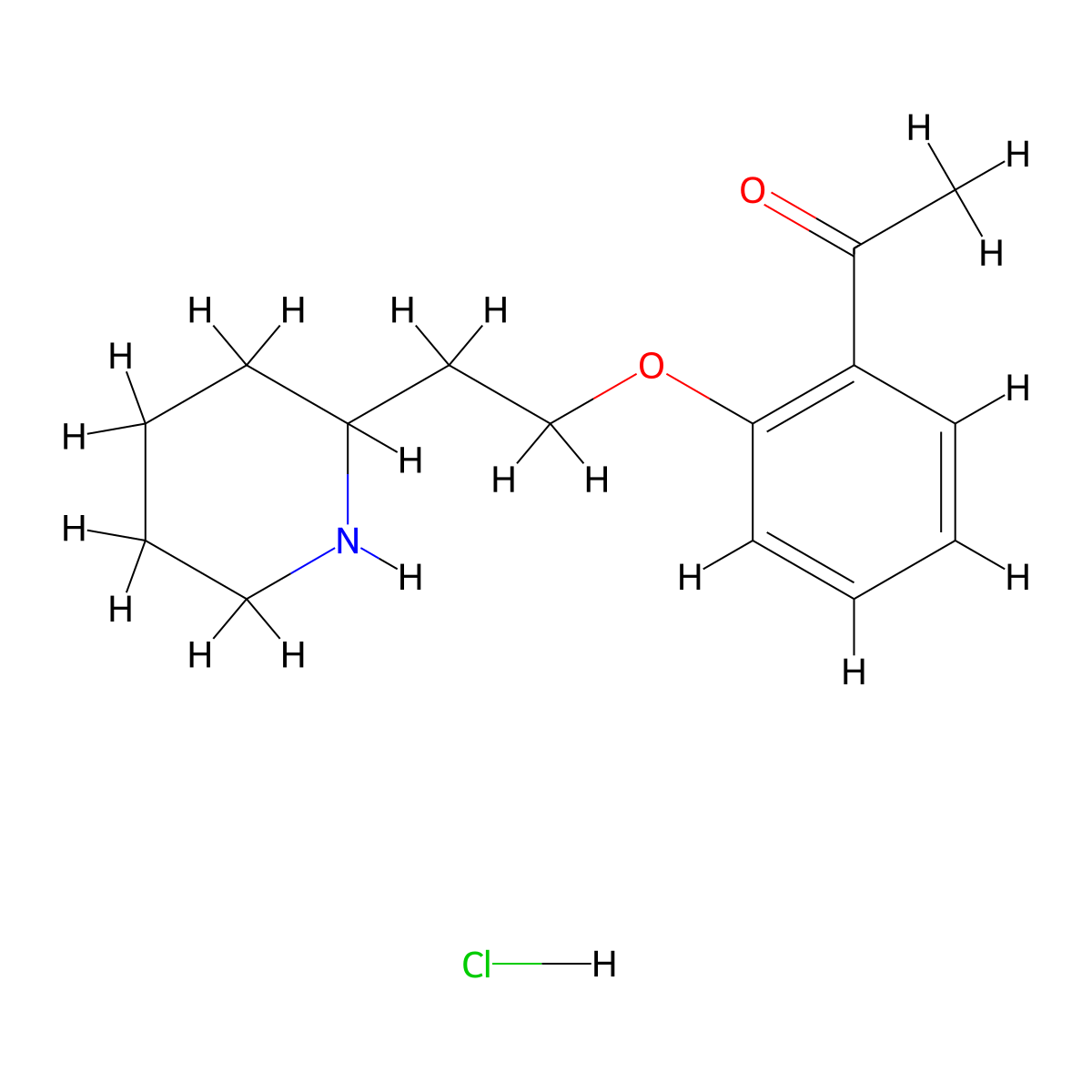 1-{2-[2-(2-Piperidinyl)ethoxy]phenyl}-1-ethanone hydrochloride molecular structure, CAS 1220028-05-6