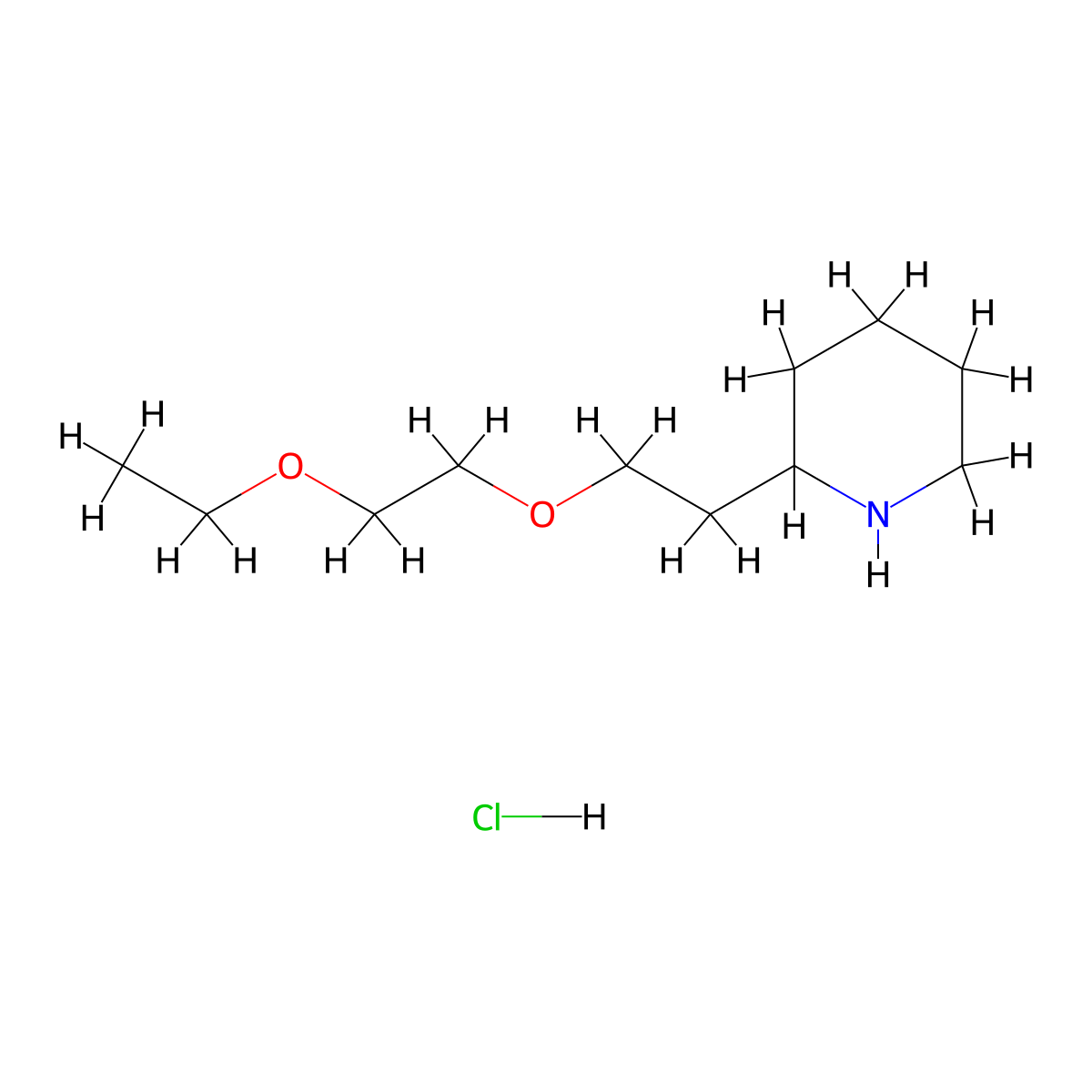 2-[2-(2-Ethoxyethoxy)ethyl]piperidine hydrochloride molecular structure, CAS 1220028-29-4