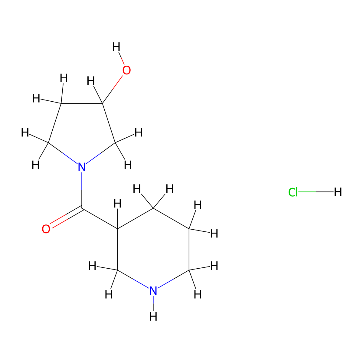 (3-Hydroxy-1-pyrrolidinyl)(3-piperidinyl)-methanone hydrochloride molecular structure, CAS 1220028-39-6